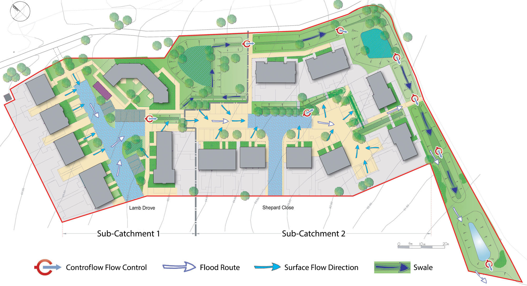 Lamb Drove Site Plan with Modified Full SuDS Scheme